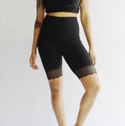 Organic Cotton Biker Shorts with Lace Trim