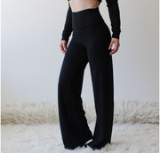 Wide leg pants with a high waist in Tencel and Organic Cotton Stretch French Terry, Made to Order