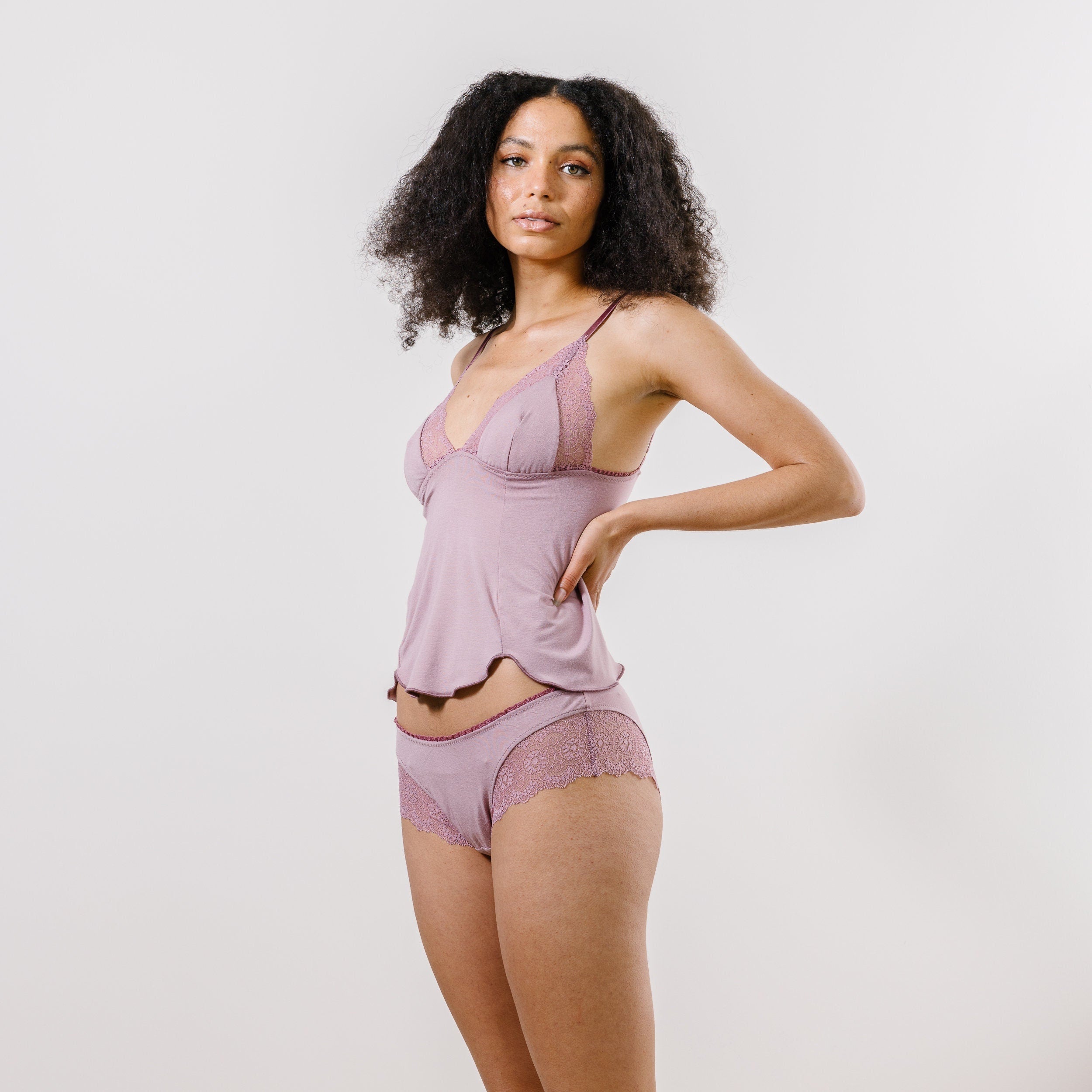 2 Piece Lace Lingerie Set includes Cropped Camisole and Bikini Panties –  Sandmaiden Sleepwear