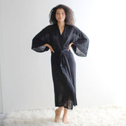 silk and cashmere sheer knit kimono robe - made to order, made in the USA