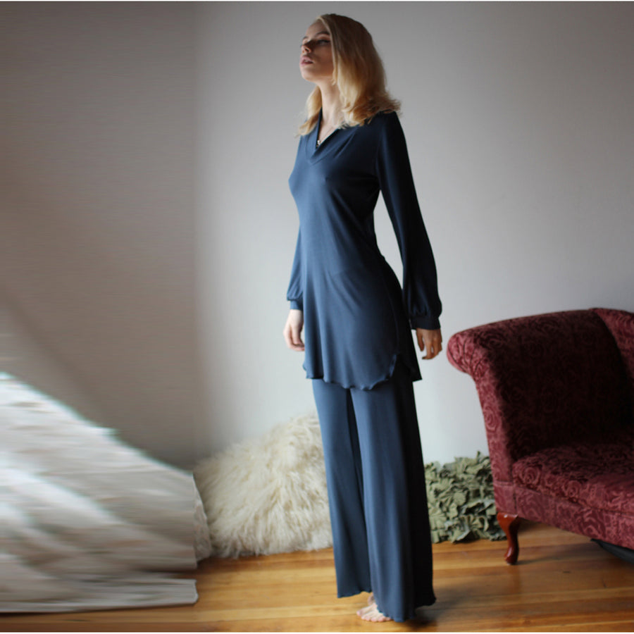 bamboo pajama set including long sleeve tunic and lounge pant – Sandmaiden  Sleepwear