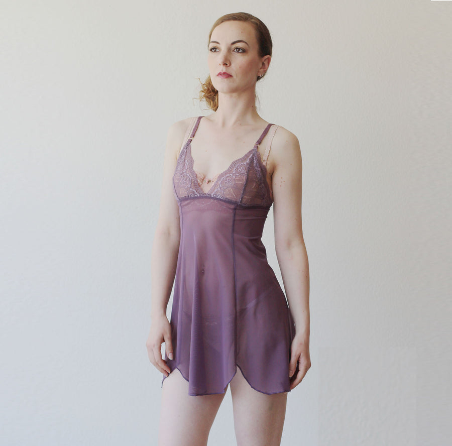 Sheer mesh nightgown with lace cups and scalloped hemline – Sandmaiden  Sleepwear
