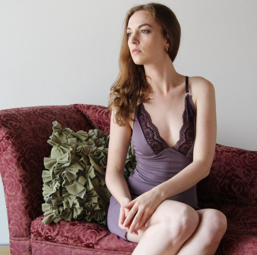 Bamboo Nightgown with Lace Trim