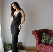 Bamboo Nightgown With Plunging Neckline and lace trim