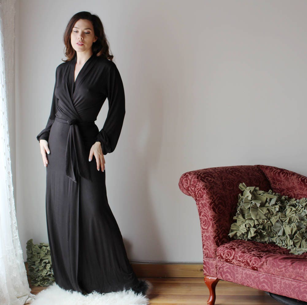 Womens Bamboo Jersey Robe, Bishop Sleeves, size Medium, Large and XL