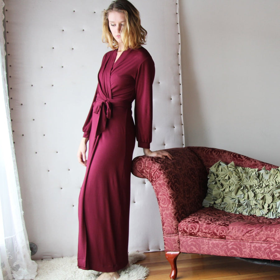 Bamboo Robe, Womens Long Robe, Bishop Sleeve Robe, Bamboo Lingerie, Wrap Robe, Womens Lounge Wear, Natural Clothing, Made To Order