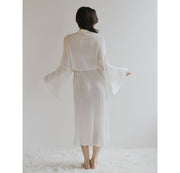 silk and cashmere sheer knit kimono robe