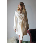 womens bamboo robe with lace trimmed sleeves