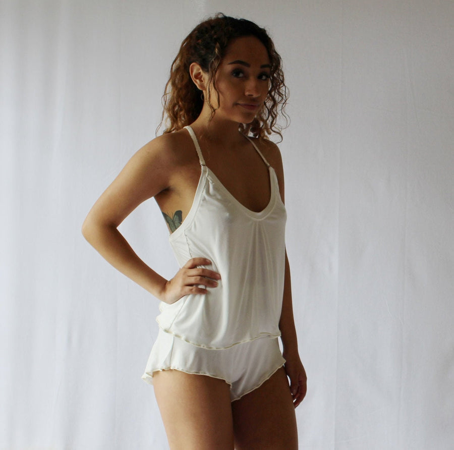 Bamboo Lingerie Sleepwear Set includes Cropped Camisole and Flutter Tap Pants - Size XL, Ready to Ship
