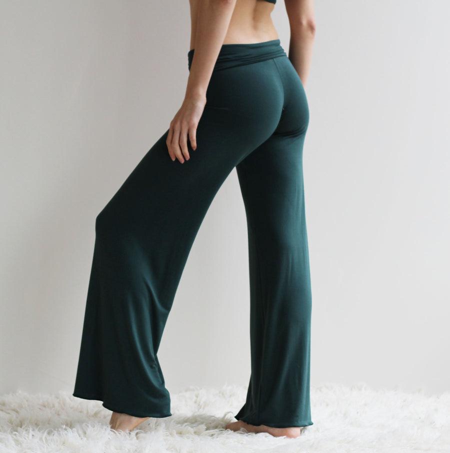 bamboo foldover lounge pants with a wide leg