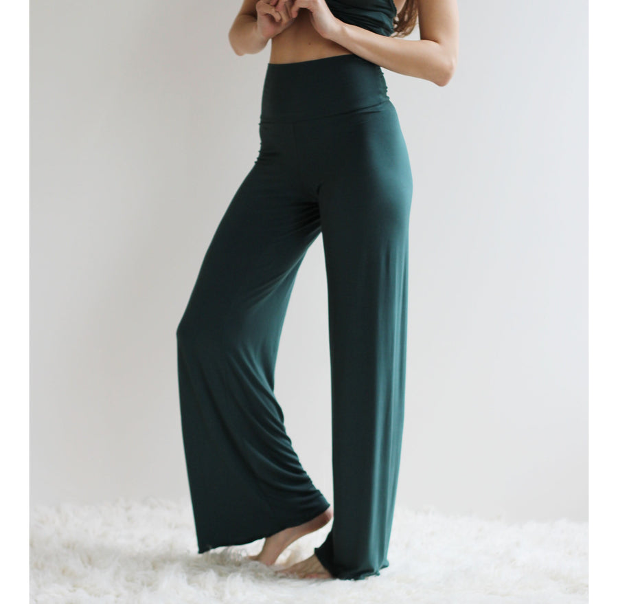 bamboo foldover lounge pants with a wide leg