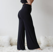 bamboo foldover lounge pants with a wide legs