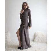 Merino Wool Knit Robe: Full Length, Soft Sleepwear, size XL