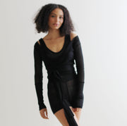 silk cashmere sweater set in sheer lacy pointelle