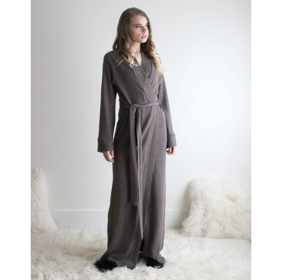 Merino Wool Knit Robe: Full Length, Soft Sleepwear, size XL