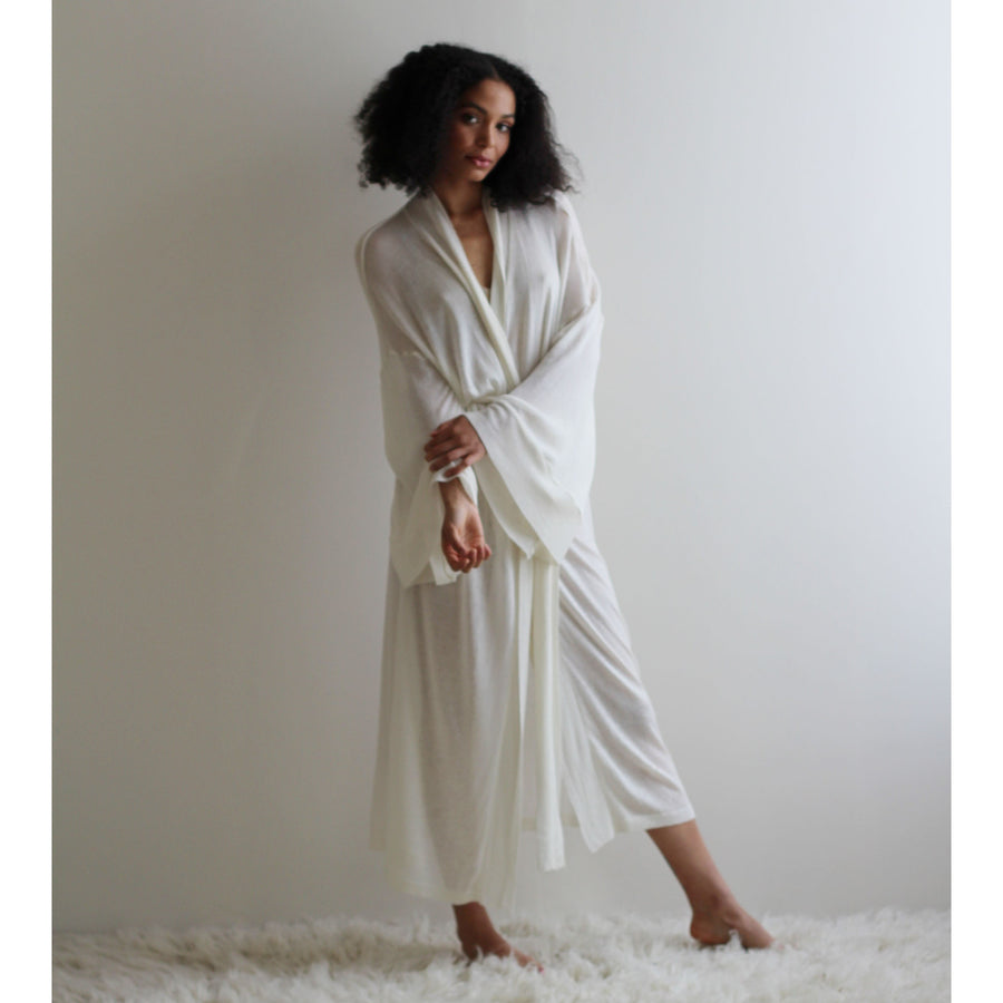 silk and cashmere sheer knit kimono robe