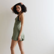 bamboo lingerie nightgown with lace trim and scalloped hem, XS