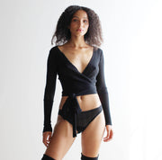 Silk Cashmere Knit Wrap Cardigan: Pointelle Lace Shrug, Large