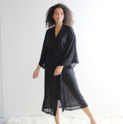 silk and cashmere sheer knit kimono robe