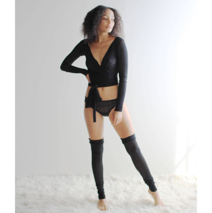 Silk Cashmere Knit Wrap Cardigan: Pointelle Lace Shrug, Large