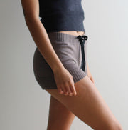Merino Wool Knit Shorts: Women's Loungewear Boxer Shorts, Natural and Berry