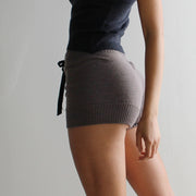 Merino Wool Knit Shorts: Women's Loungewear Boxer Shorts, Natural and Berry