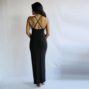 Long Bamboo Nightgown with plunging lace neckline