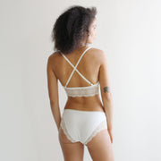 Organic Cotton Bralette with Lace Trim