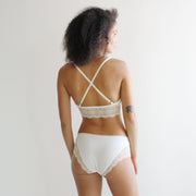 Organic Cotton Underwear Set, 2 Piece Set, including Lace Trimmed Bralette and Panties, Size Small, XS