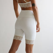 Organic Cotton Biker Shorts with Lace Trim