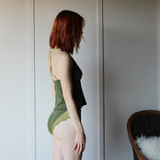 Tencel Organic Cotton Lingerie Set includes Lace Trimmed Camisole and Panties, Size Small