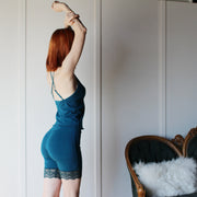 Tencel Organic Cotton Underwear Set includes Camisole and Biker Shorts, Organic Sleepwear, Size Small, Plum Color