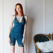 Tencel Organic Cotton Underwear Set includes Camisole and Biker Shorts, Organic Sleepwear, Size Small, Plum Color