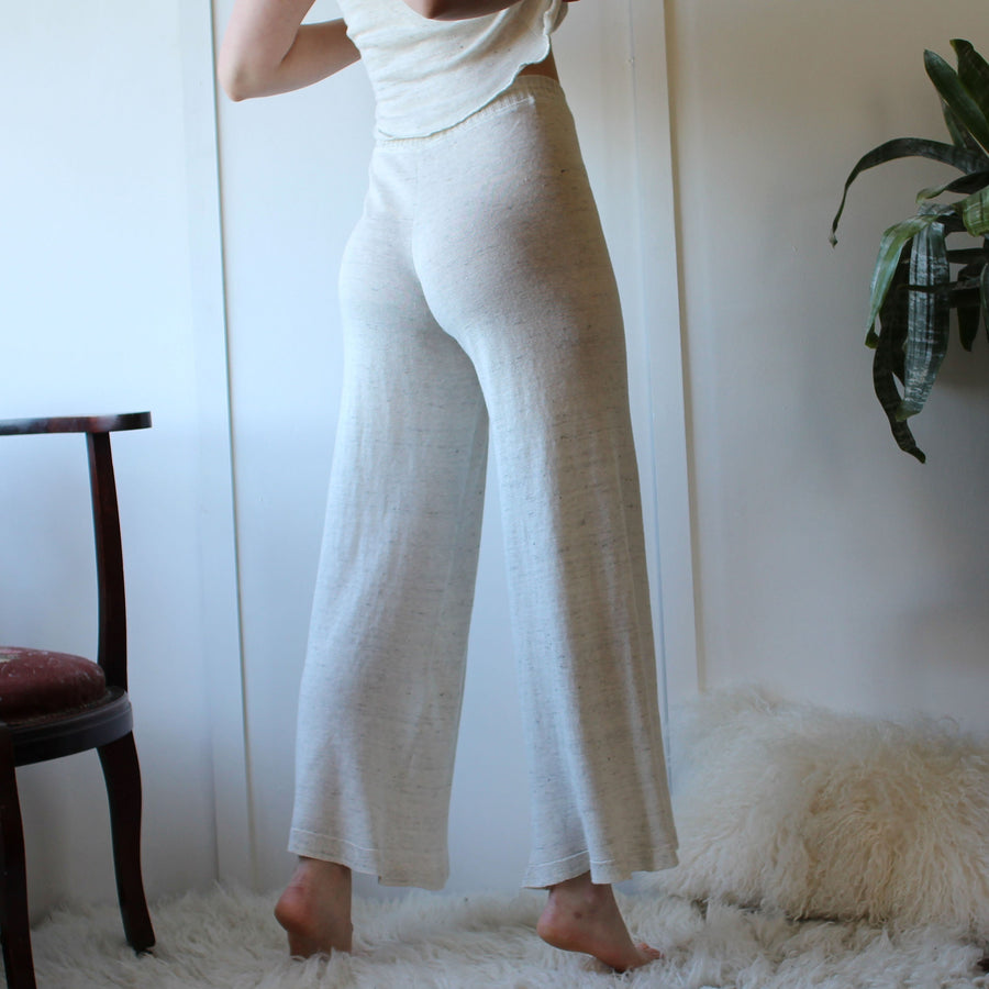 Silk Linen Pajama Set, Sweater Knit Pajamas, Natural Sleepwear, Made to Order, Made in the USA
