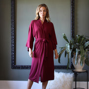 Bamboo Kimono Robe: Midi Length, Handmade USA Sleepwear, Size Small