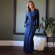 Full Length Robe with Pockets in Bamboo Jersey