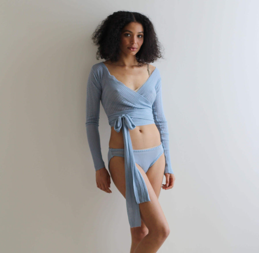 Silk Cashmere Knit Wrap Cardigan: Pointelle Lace Shrug, Large