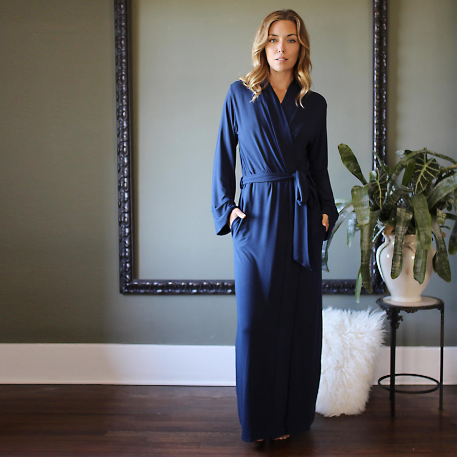 long bamboo robe with side pockets