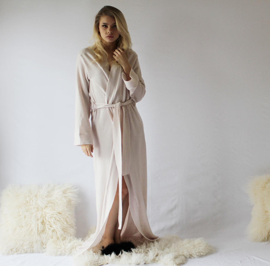 Merino Wool Knit Robe: Full Length, Soft Sleepwear, size XL