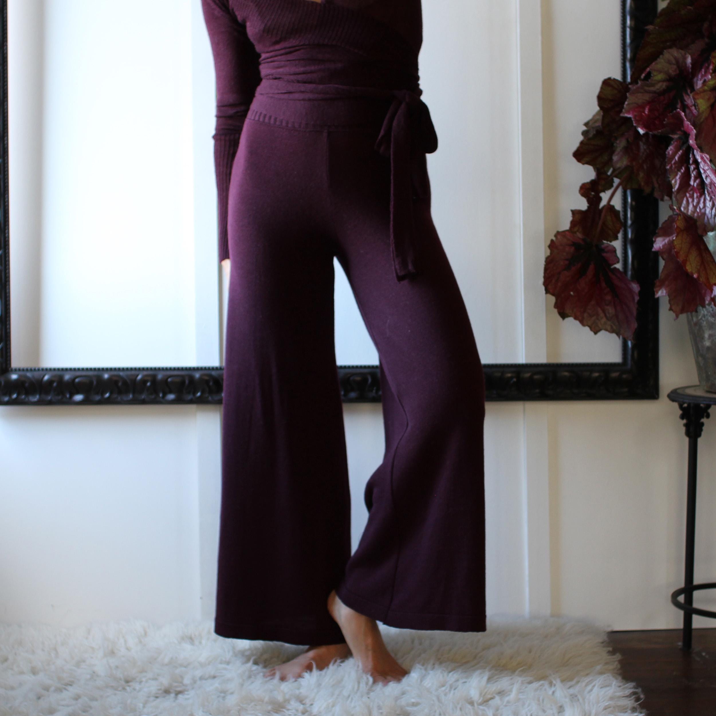 Merino Wool Pants, Palazzo Pants, Sweater Pants, Lounge Pants, Made in the USA, Made to Order