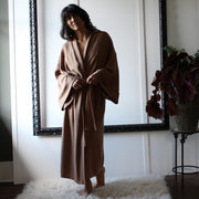 Merino Wool Kimono Robe, Womens Dressing Gown, Warm Winter Robe, Made in the USA, Ready to Ship