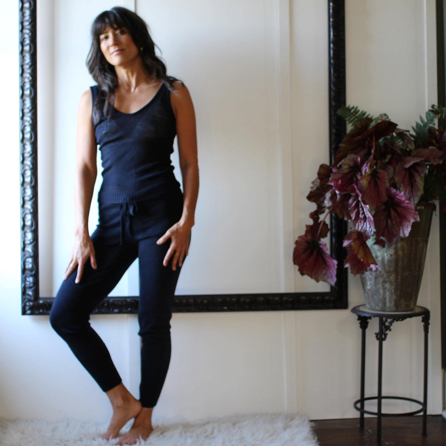 Merino Wool Sweater Tank Top, Handmade Clothing, Base Layer Underwear, small, medium, navy