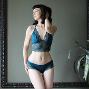 Tencel Organic Cotton Lingerie Set with Long Line Lace Trim