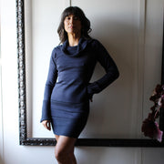 Silk and Merino Wool Cowl Neck Dress