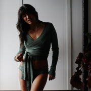 Merino Wool and Silk Wrap Cardigan
