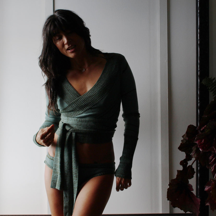 Merino Wool and Silk Wrap Cardigan