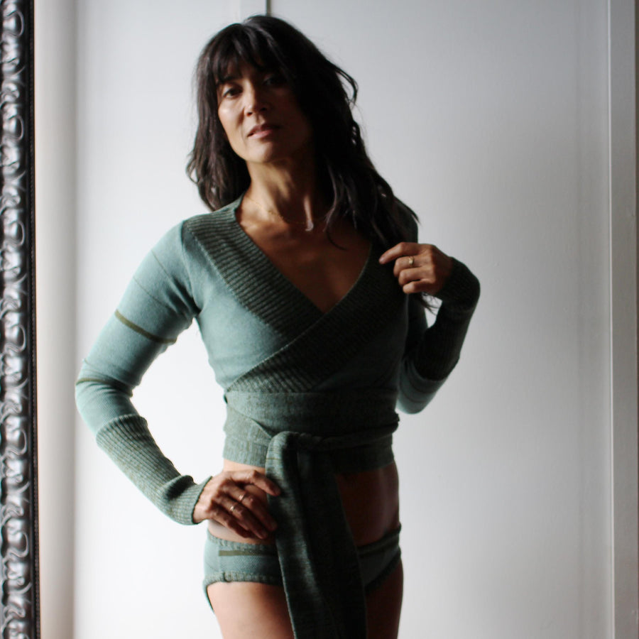 Merino Wool and Silk Wrap Cardigan