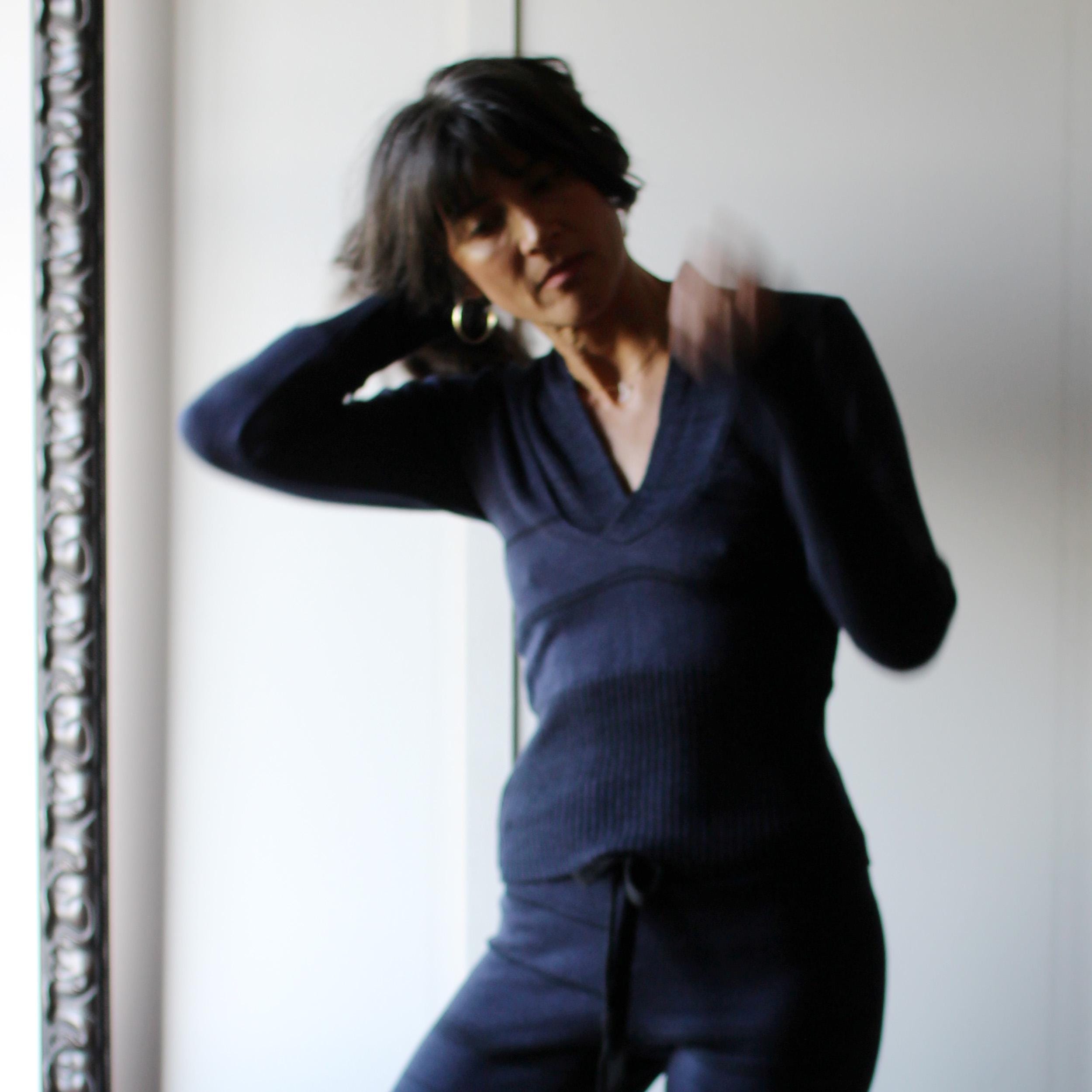 Silk and Merino Wool Sweater with a V Neck Collar, Ready to Ship, Made in the USA