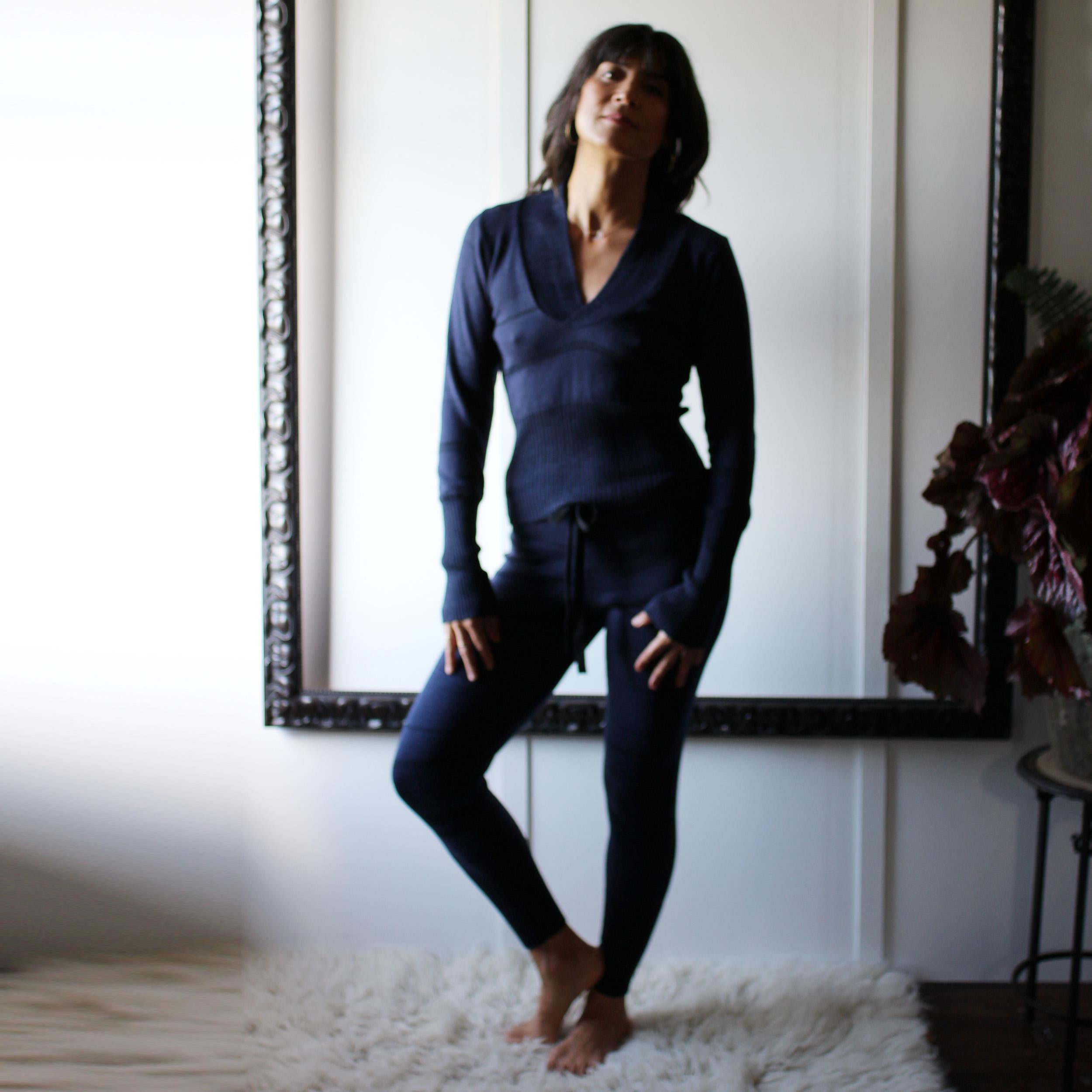 Silk and Merino Wool Lounge Pants in Sweater Knit with Drawstring, Ready to Ship, Made in the USA