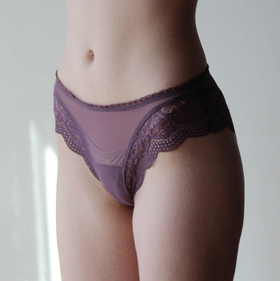 2 pairs of sheer mesh panties with lace trimmed legholed